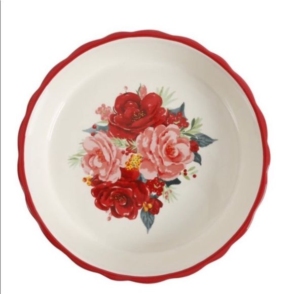 The Pioneer Woman Other - The Pioneer Woman Cheerful Rose Ceramic Pie Plate/Pan 💕Free Gift with Purchase